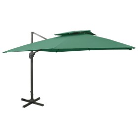 Sombrilla voladiza con doble techo verde 300x300 cm de vidaXL, Sombrillas - Ref: Foro24-312370, Precio: 266,41 €, Descuento: %