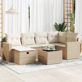 Set sofás de jardín 7 piezas y cojines ratán sintético beige de , Conjuntos de jardín - Ref: Foro24-3325394, Precio: 550,25 €...