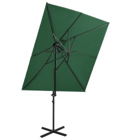 Cantilever parasol with double green cover 250x250 cm by vidaXL, Umbrellas - Ref: Foro24-312361, Price: 119,99 €, Discount: %