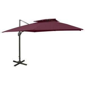 Cantilever parasol with double roof burgundy red 300x300 cm by vidaXL, Umbrellas - Ref: Foro24-312380, Price: 189,99 €, Disco...