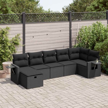 Set de sofás de jardín 7 pzas con cojines ratán sintético negro | Foro24|Onlineshop| Casa, Jardín y Más Foro24.es