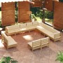 Muebles de jardín 13 pzas y cojines madera de pino marrón miel de vidaXL, Conjuntos de jardín - Ref: Foro24-3096890, Precio: ...