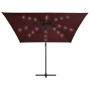 Cantilever umbrella with burgundy red LED lights 250x250 cm by vidaXL, Umbrellas - Ref: Foro24-312310, Price: 87,82 €, Discou...