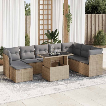 Set de sofás de jardín con cojines 9 pzas ratán sintético beige von , Gartensets - Ref: Foro24-3326210, Preis: 666,72 €, Raba...