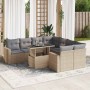 Set de sofás de jardín con cojines 9 pzas ratán sintético beige by , Garden sets - Ref: Foro24-3326290, Price: 760,47 €, Disc...