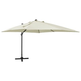 Cantilever parasol with pole and sand-colored LED lights 300 cm by vidaXL, Umbrellas - Ref: Foro24-312344, Price: 300,99 €, D...