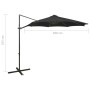 Sombrilla voladiza con poste y luces LED negra 300 cm de vidaXL, Sombrillas - Ref: Foro24-312340, Precio: 87,27 €, Descuento: %