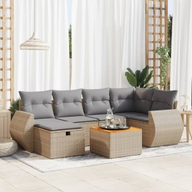 Set sofás de jardín 7 piezas y cojines ratán sintético beige von , Gartensets - Ref: Foro24-3325846, Preis: 486,96 €, Rabatt: %