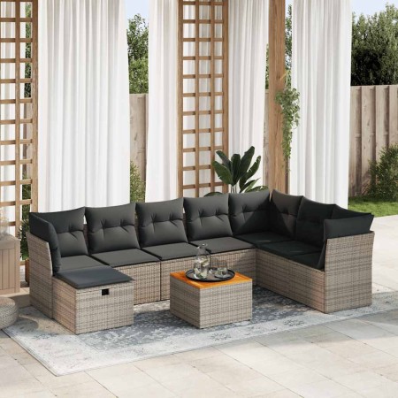 Set de sofás de jardín con cojines 9 pzas ratán sintético gris | Foro24|Onlineshop| Casa, Jardín y Más Foro24.es