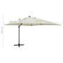 Cantilever parasol with pole and sand-colored LED lights 300 cm by vidaXL, Umbrellas - Ref: Foro24-312344, Price: 299,92 €, D...