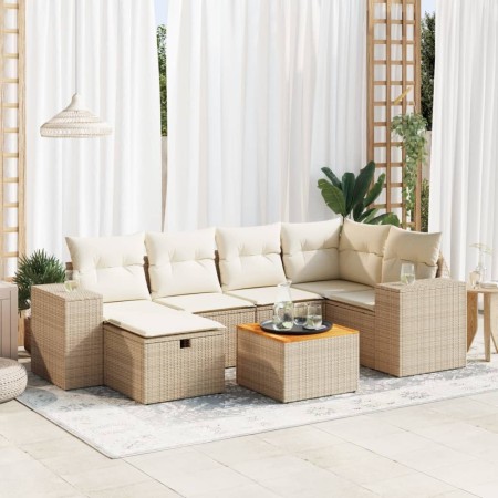 Set sofás de jardín 7 piezas y cojines ratán sintético beige | Foro24|Onlineshop| Casa, Jardín y Más Foro24.es