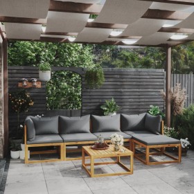 6-piece garden furniture set with solid acacia wood cushions by vidaXL, Garden sets - Ref: Foro24-3057624, Price: 557,56 €, D...