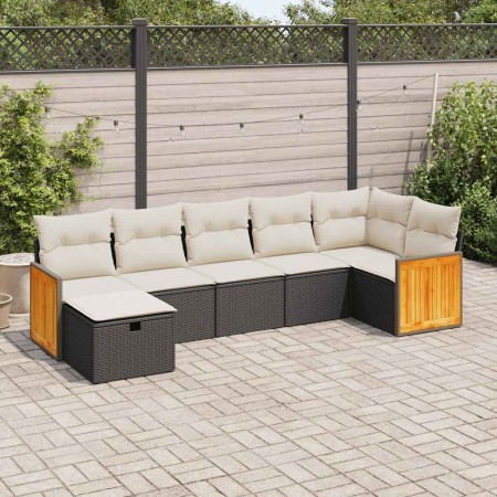 Set de sofás de jardín 7 pzas con cojines ratán sintético negro | Foro24|Onlineshop| Casa, Jardín y Más Foro24.es