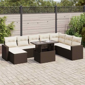 Set de sofás de jardín 9 pzas y cojines ratán sintético marrón by , Garden sets - Ref: Foro24-3326374, Price: 595,74 €, Disco...