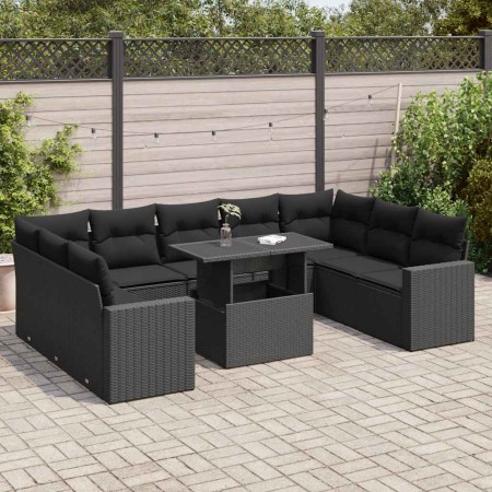 Set de sofás de jardín y cojines 10 pzas ratán sintético negro | Foro24|Onlineshop| Casa, Jardín y Más Foro24.es