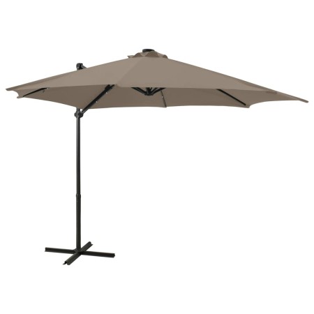 Cantilever parasol with pole and taupe gray LED lights 300 cm by vidaXL, Umbrellas - Ref: Foro24-312331, Price: 189,30 €, Dis...