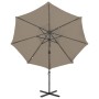 Cantilever parasol with pole and taupe gray LED lights 300 cm by vidaXL, Umbrellas - Ref: Foro24-312331, Price: 189,30 €, Dis...