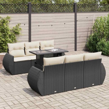 Set de sofás de jardín 7 pzas con cojines ratán sintético negro | Foro24|Onlineshop| Casa, Jardín y Más Foro24.es