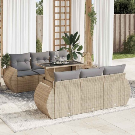 Set sofás de jardín 7 piezas y cojines ratán sintético beige von , Gartensets - Ref: Foro24-3326580, Preis: 610,90 €, Rabatt: %