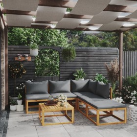 Garden furniture 6 pcs cushions solid acacia wood by vidaXL, Garden sets - Ref: Foro24-3057623, Price: 657,43 €, Discount: %