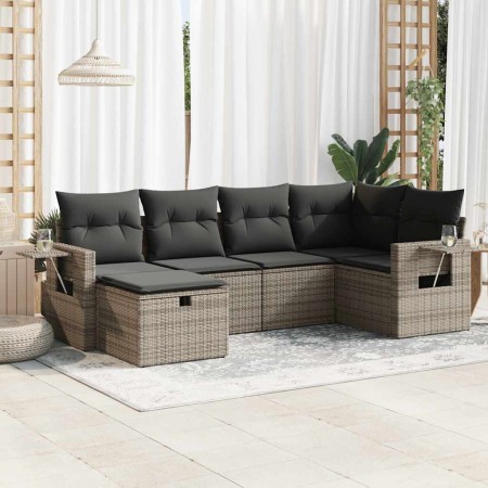 Set de muebles de jardín 6 pzas y cojines ratán sintético gris | Foro24|Onlineshop| Casa, Jardín y Más Foro24.es