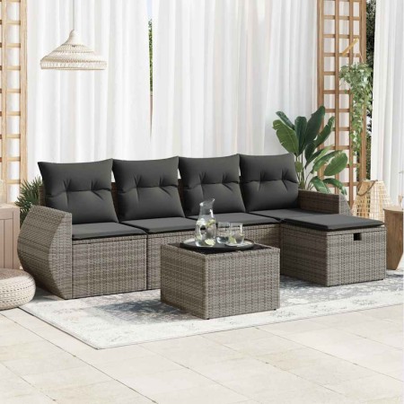 Set de muebles de jardín 6 pzas y cojines ratán sintético gris | Foro24|Onlineshop| Casa, Jardín y Más Foro24.es