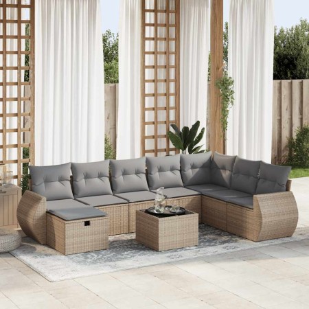 Set de sofás de jardín con cojines 9 pzas ratán sintético beige von , Gartensets - Ref: Foro24-3325645, Preis: 611,69 €, Raba...