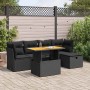 Set sofás jardín y cojines 6 pzas ratán sintético acacia negro by , Garden sets - Ref: Foro24-3327965, Price: 434,57 €, Disco...