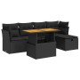 Set sofás jardín y cojines 6 pzas ratán sintético acacia negro by , Garden sets - Ref: Foro24-3327965, Price: 434,57 €, Disco...