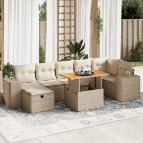 Set sofás jardín y cojines 5 pzas ratán sintético acacia beige by , Garden sets - Ref: Foro24-3328094, Price: 708,96 €, Disco...