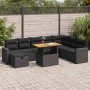 Set sofás jardín y cojines 9 pzas ratán sintético acacia negro | Foro24|Onlineshop| Casa, Jardín y Más Foro24.es