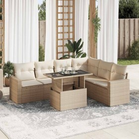 Set sofás de jardín 7 piezas y cojines ratán sintético beige de , Conjuntos de jardín - Ref: Foro24-3326329, Precio: 662,83 €...