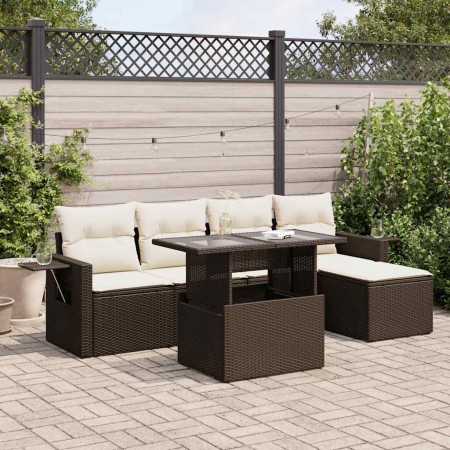 Set sofás de jardín 6 piezas y cojines ratán sintético marrón by , Garden sets - Ref: Foro24-3326464, Price: 424,89 €, Discou...