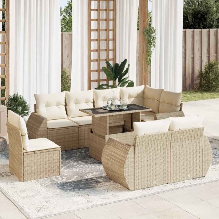 Set de sofás de jardín con cojines 9 pzas ratán sintético beige von , Gartensets - Ref: Foro24-3326659, Preis: 853,66 €, Raba...