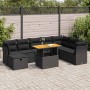 Set sofás jardín y cojines 9 pzas ratán sintético acacia negro | Foro24|Onlineshop| Casa, Jardín y Más Foro24.es