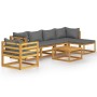 Garden furniture 7 pcs cushions solid acacia wood by vidaXL, Garden sets - Ref: Foro24-3057606, Price: 666,37 €, Discount: %