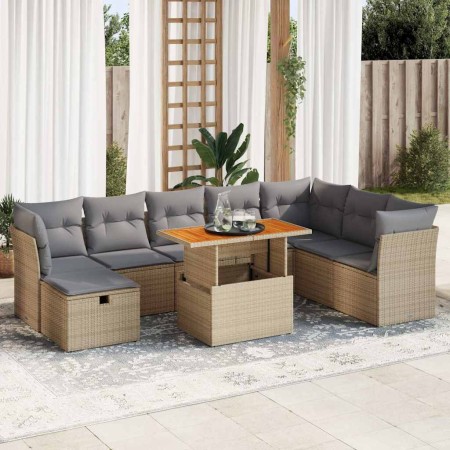 Set sofás jardín y cojines 9 pzas ratán sintético acacia beige von , Gartensets - Ref: Foro24-3327990, Preis: 660,41 €, Rabat...