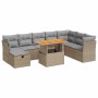 Set sofás jardín y cojines 9 pzas ratán sintético acacia beige de , Conjuntos de jardín - Ref: Foro24-3327990, Precio: 660,41...