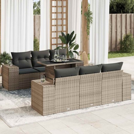 Set de sofás de jardín 7 pzas con cojines ratán sintético gris by , Garden sets - Ref: Foro24-3326741, Price: 607,48 €, Disco...