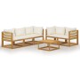 Garden furniture set, 6 pieces, cream cushions, solid acacia wood. by vidaXL, Garden sets - Ref: Foro24-3057641, Price: 505,5...