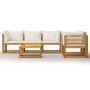 Garden furniture set, 6 pieces, cream cushions, solid acacia wood. by vidaXL, Garden sets - Ref: Foro24-3057641, Price: 505,5...