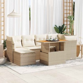 Set sofás de jardín 7 piezas y cojines ratán sintético beige de , Conjuntos de jardín - Ref: Foro24-3326949, Precio: 554,66 €...