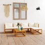 Garden furniture set, 6 pieces, cream cushions, solid acacia wood. by vidaXL, Garden sets - Ref: Foro24-3057636, Price: 520,2...