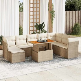 Set de sofás de jardín con cojines 9 pzas ratán sintético beige de , Conjuntos de jardín - Ref: Foro24-3326963, Precio: 821,1...