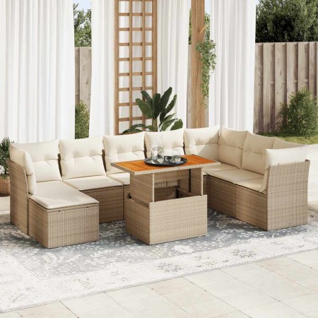 Set de sofás de jardín con cojines 9 pzas ratán sintético beige | Foro24|Onlineshop| Casa, Jardín y Más Foro24.es