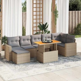 Set de sofás de jardín y cojines 8 piezas ratán sintético beige de , Conjuntos de jardín - Ref: Foro24-3327069, Precio: 650,3...