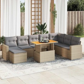 Set de sofás de jardín con cojines 9 pzas ratán sintético beige de , Conjuntos de jardín - Ref: Foro24-3327076, Precio: 682,6...