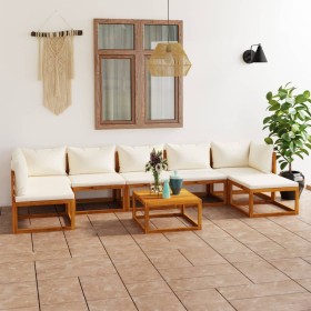 Garden furniture 8 pcs cream cushions solid acacia wood by vidaXL, Garden sets - Ref: Foro24-3057661, Price: 782,39 €, Discou...