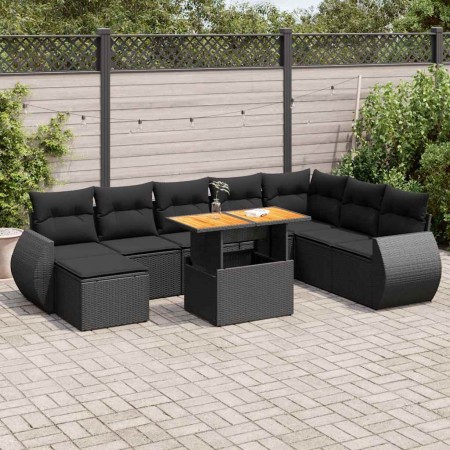 Set de sofás de jardín con cojines 9 pzas ratán sintético negro | Foro24|Onlineshop| Casa, Jardín y Más Foro24.es