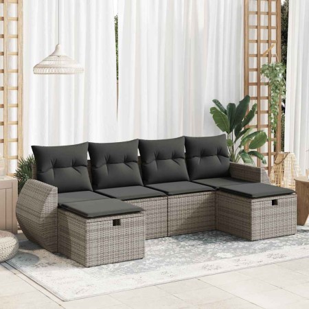 Set de muebles de jardín 6 pzas y cojines ratán sintético gris | Foro24|Onlineshop| Casa, Jardín y Más Foro24.es